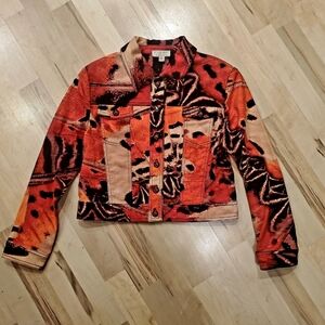 St John Sport Denim Butterfly Print Jacket...LIKE NEW Sz Meduum